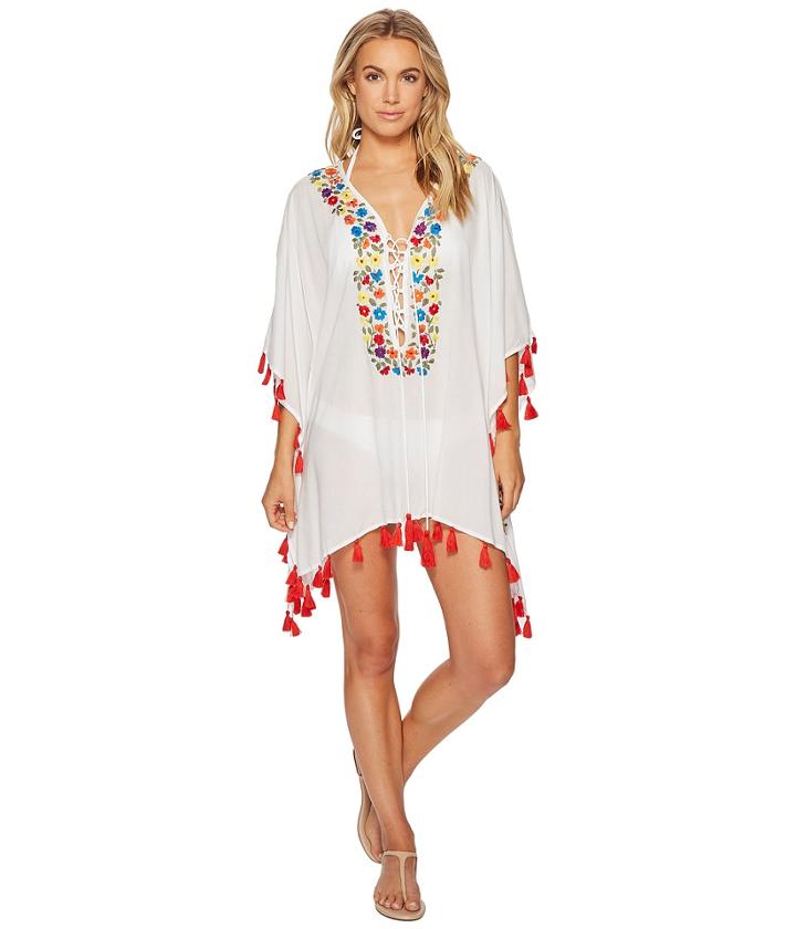 Bindya - Floral Embroidery Lace-up Tunic