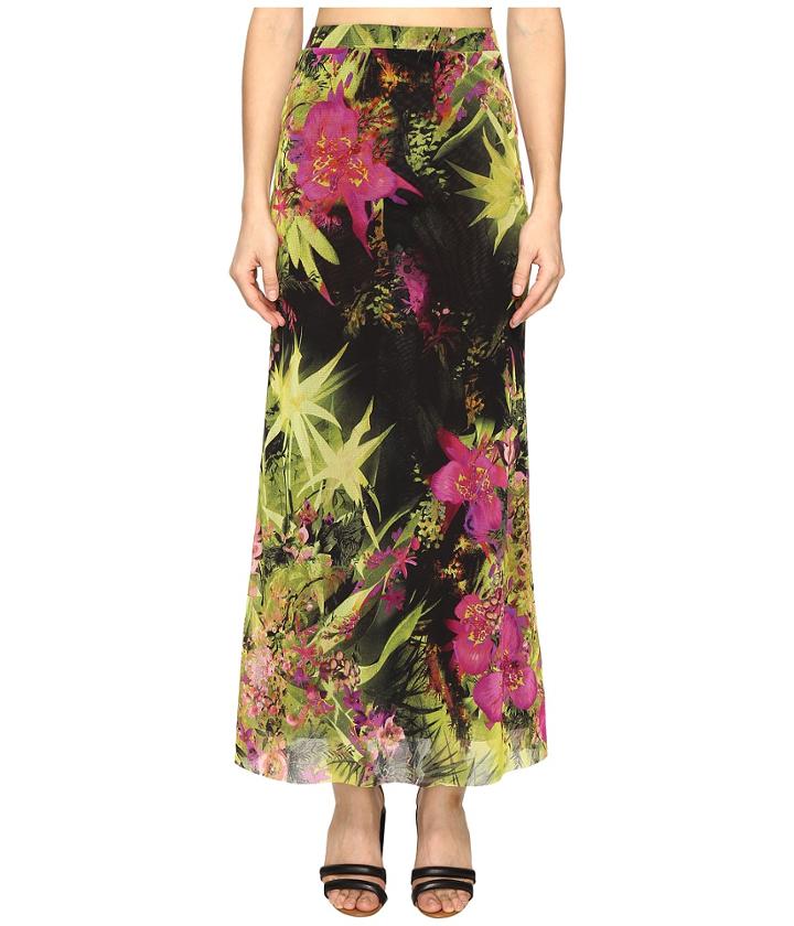 Fuzzi - Tropical Flower Print Long Fitted Skirt