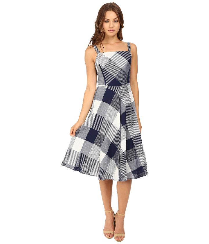 Christin Michaels - Amie Seersucker Gingham Fit And Flare Dress