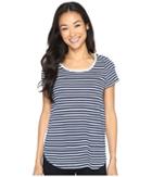 Mod-o-doc - Heather Yarn Dye Stripe Short Sleeve Tee W/ Back Contrast