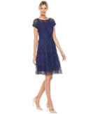 Adrianna Papell - Havana Gardens Lace Illusion Short Sleeve A-line Dress