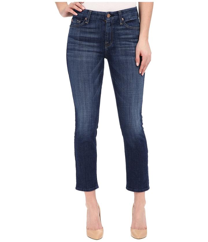7 For All Mankind - Kimmie Crop In Brilliant Blue Broken Twill