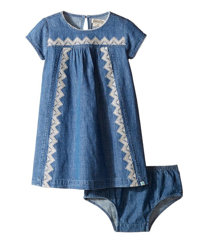 Lucky Brand Kids - Chambray Embroidered Cap Sleeve Dress