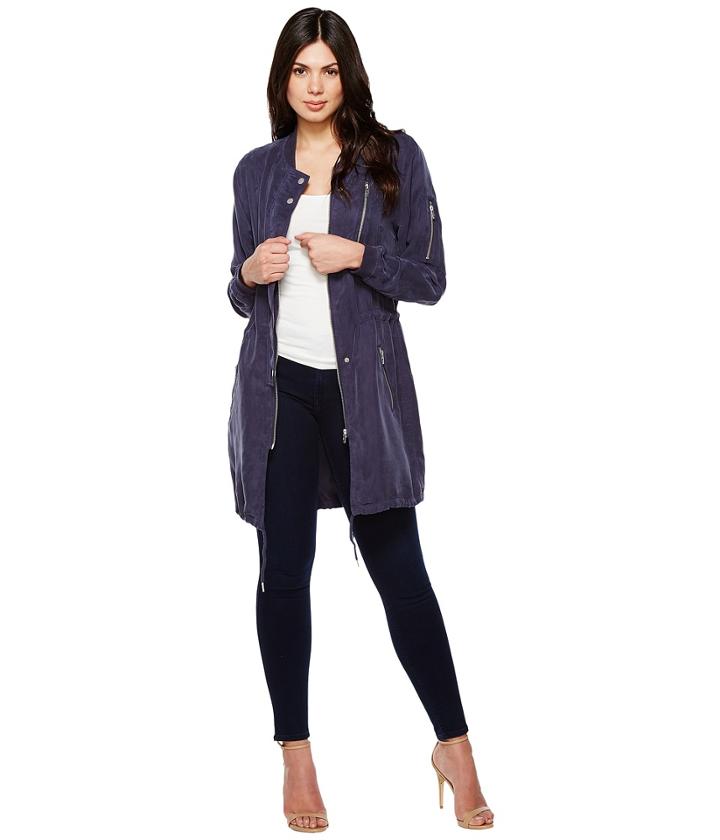 Blank Nyc - Long Bomber Jacket In In The Navy