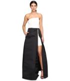 Halston Heritage - Strapless Hi-lo Color Blocked Structure Gown