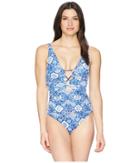 Lauren Ralph Lauren - Aegean Tile Loop Front Over The Shoulder One-piece