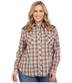 Roper - Plus Size 300 Navy Brown Plaid With Embroidery