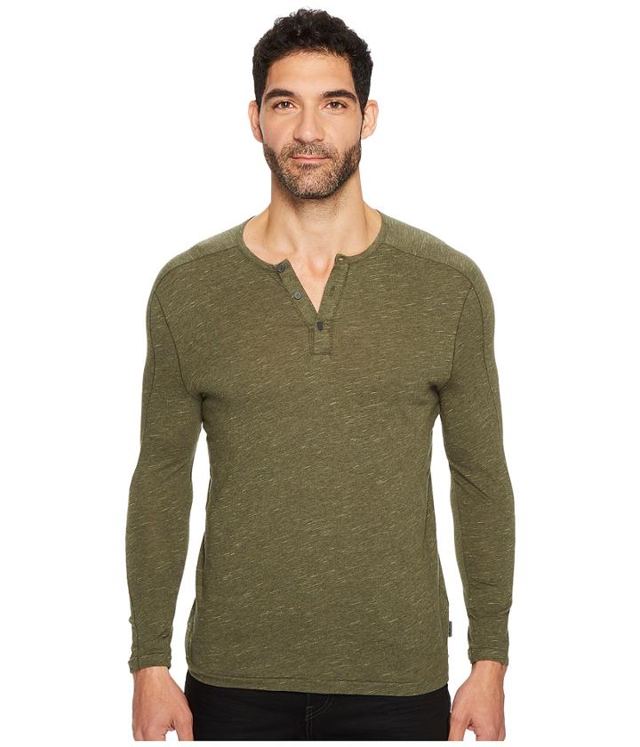 John Varvatos Star U.s.a. - Long Sleeve Knit Henley With Vertical Pickstitch Sleeve Seam Detail K3253t3b