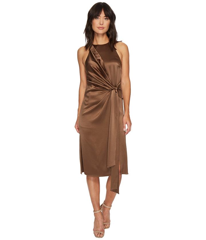 Halston Heritage - Draped Front Satin Dress