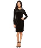 Vince Camuto - Ruched Long Sleeve Sparkle Velvet Dress