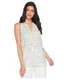 Two By Vince Camuto - Yarn-dyed Stripe Gauze Halter Blouse W/ Tassel