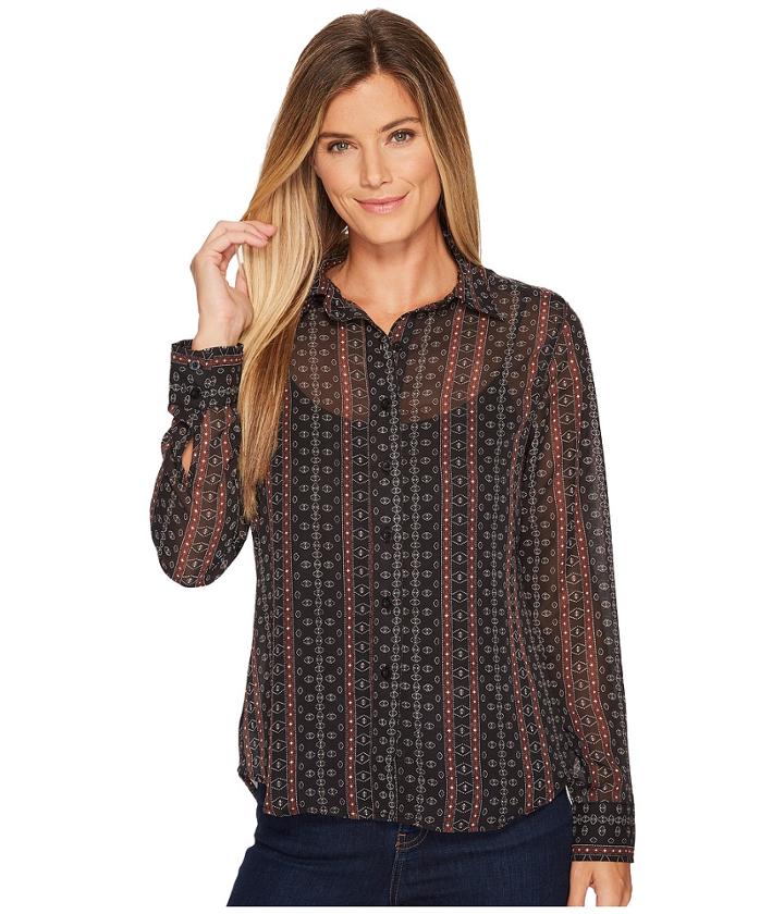 Cruel - Long Sleeve Printed Chiffon Blouse