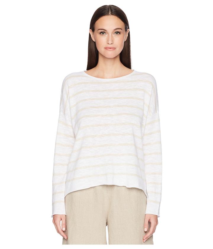 Eileen Fisher - Stripe Organic Linen And Cotton Sweater