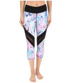 Pink Lotus - Cardio Crush Toning Printed Capris W/ Mash Details
