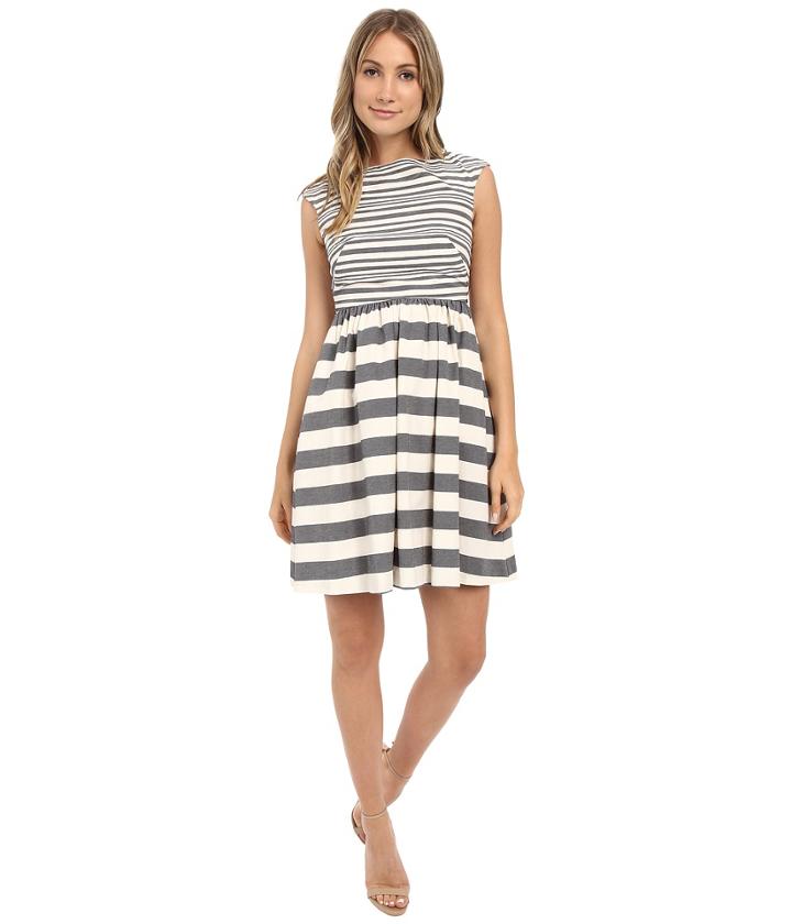 Donna Morgan - Yarn Dye Linen Fit And Flare With Stripes