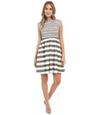 Donna Morgan - Yarn Dye Linen Fit And Flare With Stripes