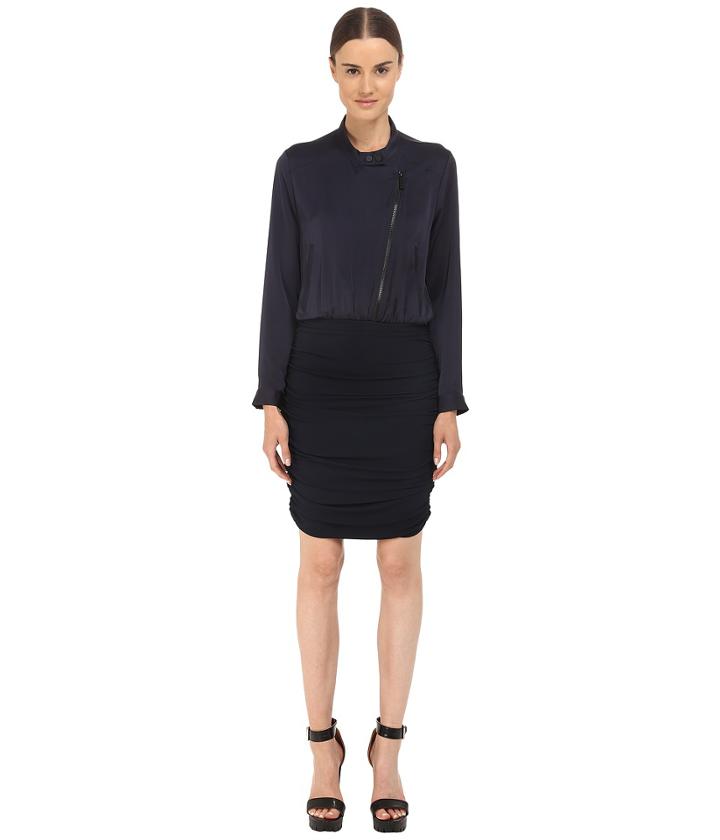 The Kooples - Bi-material Dress With Perfecto Collar