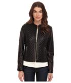 Cole Haan - Collarless Moto Diamond Quilted Leather Jacket