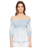 Michael Stars - Linen Denim Tencel(r) Smocked Off-the-shoulder Top