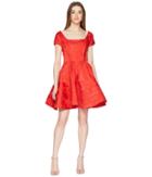 Zac Posen - Party Jacquard Scoop Neck Short Sleeve Fit And Flare Dress