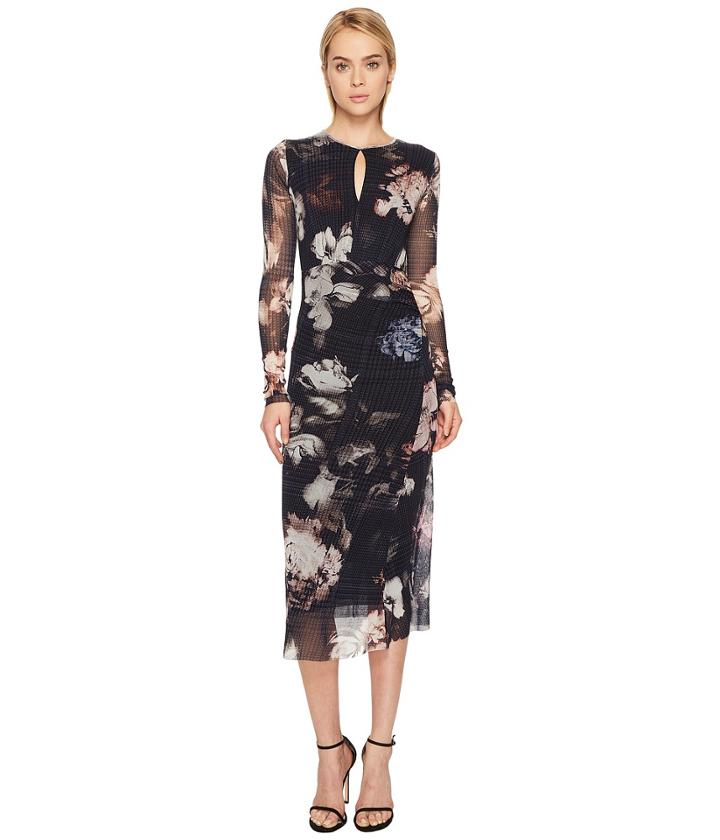 Fuzzi - Long Sleeve Printed Dress With Keyhole Detail Cover-up