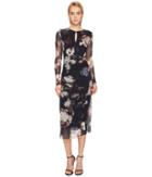 Fuzzi - Long Sleeve Printed Dress With Keyhole Detail Cover-up