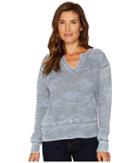 Allen Allen - Camo Long Sleeve Split-neck Top