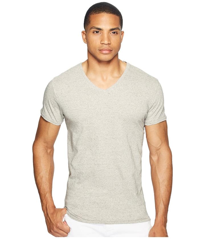 Scotch &amp; Soda - V-neck Tee In Jersey Melange Quality With Neps