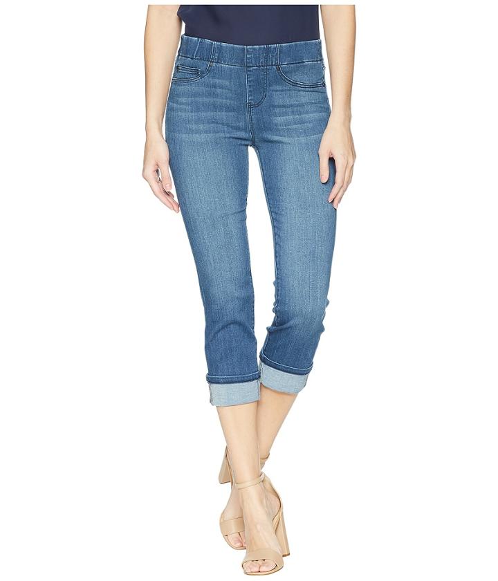 Liverpool - Petite Chloe Wide Cuffed Pull-on Crop In Premium Silky Soft Stretch Denim In Harlow