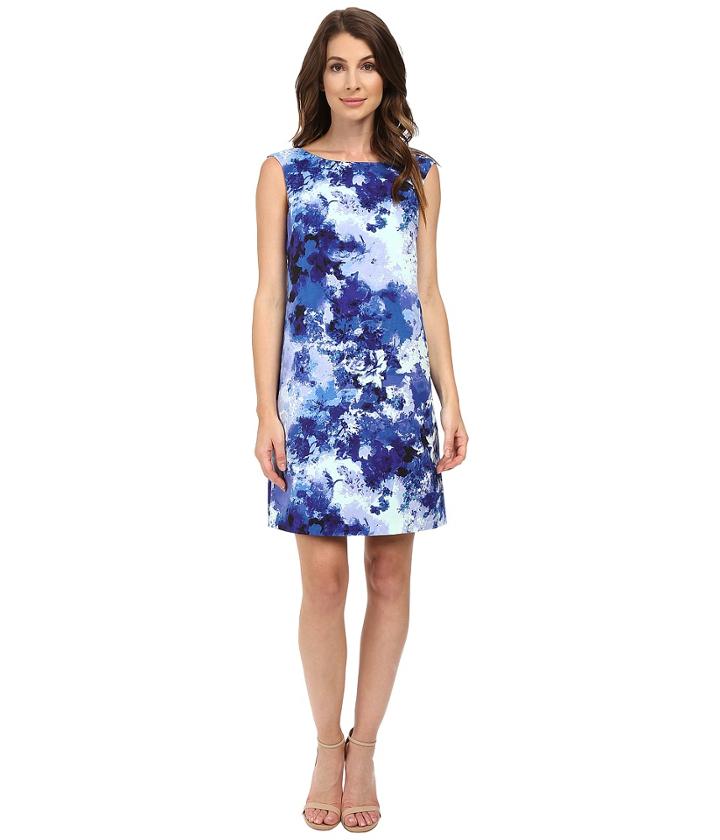 Adrianna Papell - Printed Faille Simple Shift Dress