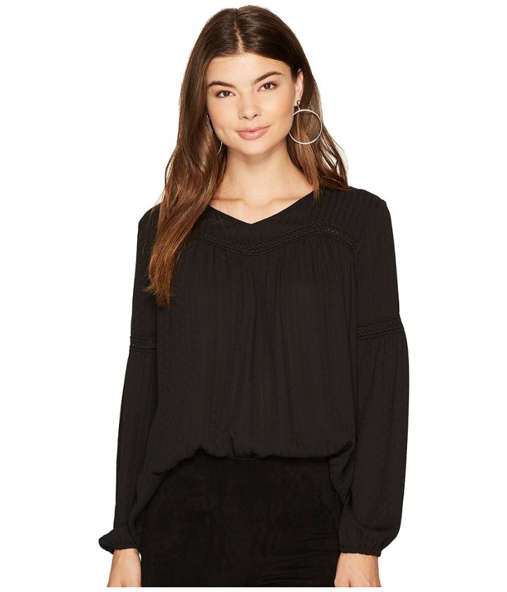 Jack By Bb Dakota - Irvin Shadow Stripe Top With Lace Ribbon Trim