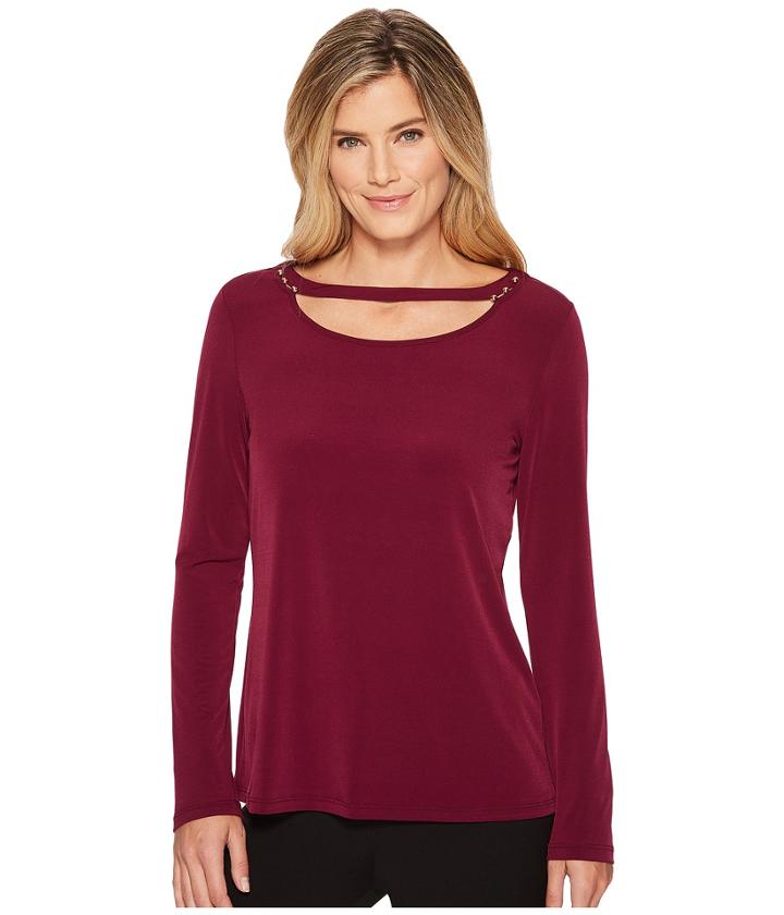 Ivanka Trump - Matte Jersey Cut Out Long Sleeve Blouse