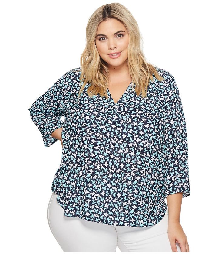 Nydj Plus Size - Plus Size Split Neck Blouse