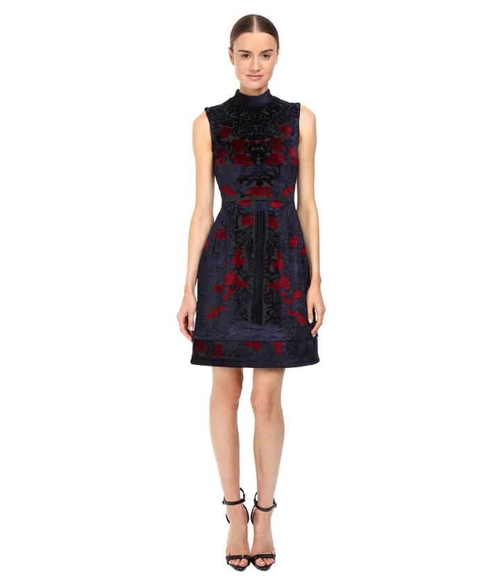 Yigal Azrou  L - Engineered Velvet Damask Burnout Dress