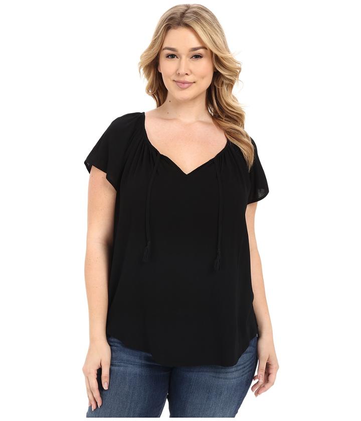 Karen Kane Plus - Plus Size Keyhole Front Tassel Top