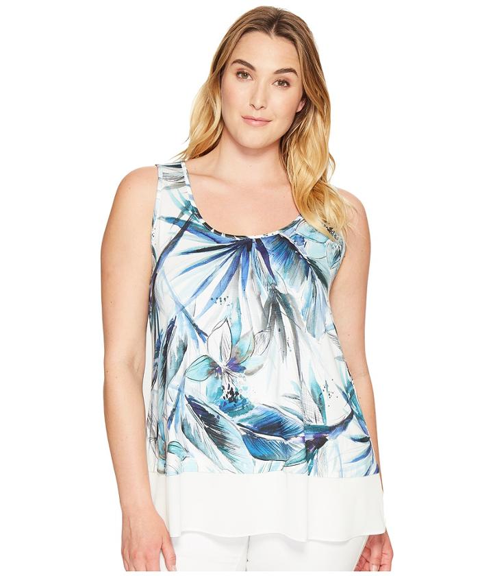Karen Kane Plus - Plus Size Tropical Sheer Hem Tank Top