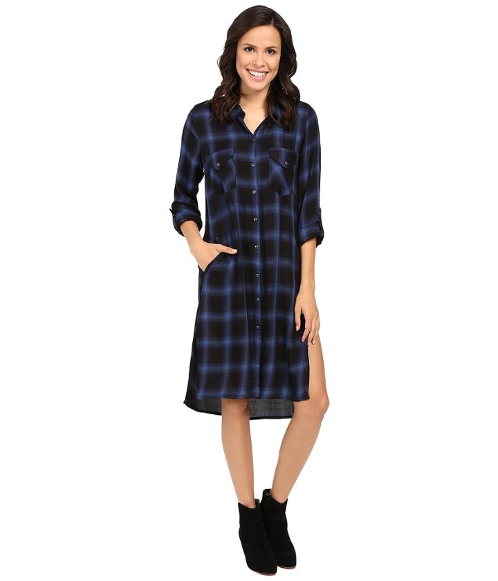 Blank Nyc - Plaid Long Shirtdress In Tomboy Blues