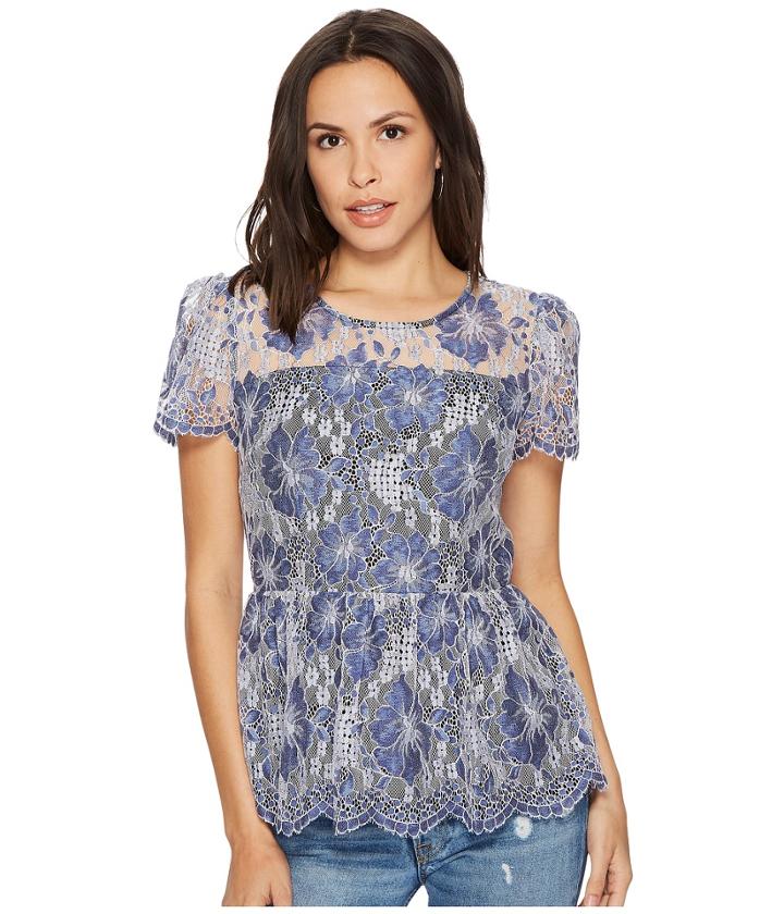 Kensie - Chambray Lace Top Ks1k4659