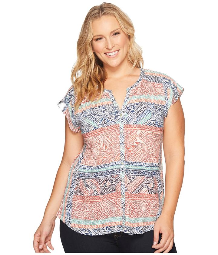 Lucky Brand - Plus Size Rena Border Print Top