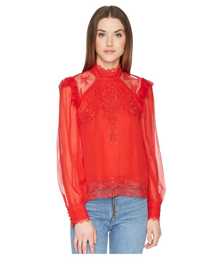 The Kooples - Silk Top With A Lace Collar
