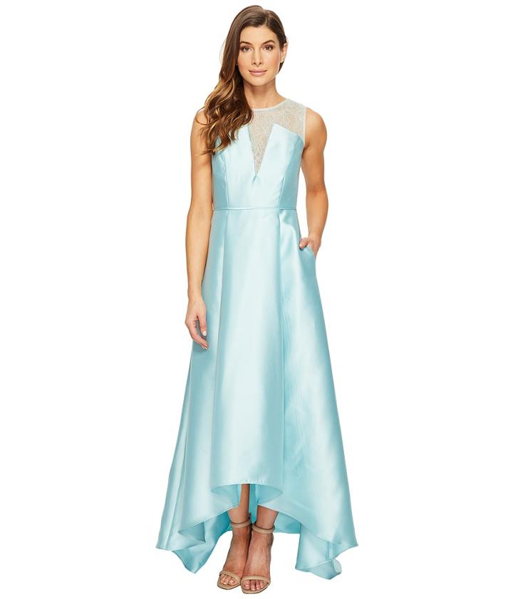 Adrianna Papell - Lace Bodice Yoke And Mikado Combo Ball Gown