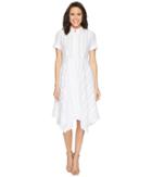 Donna Morgan - Dot Burnout Jacqquard Shirt Dress With Handkerchief Hem Skirt