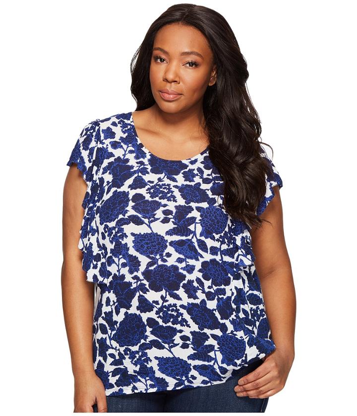 Lucky Brand - Plus Size Floral Flutter Top