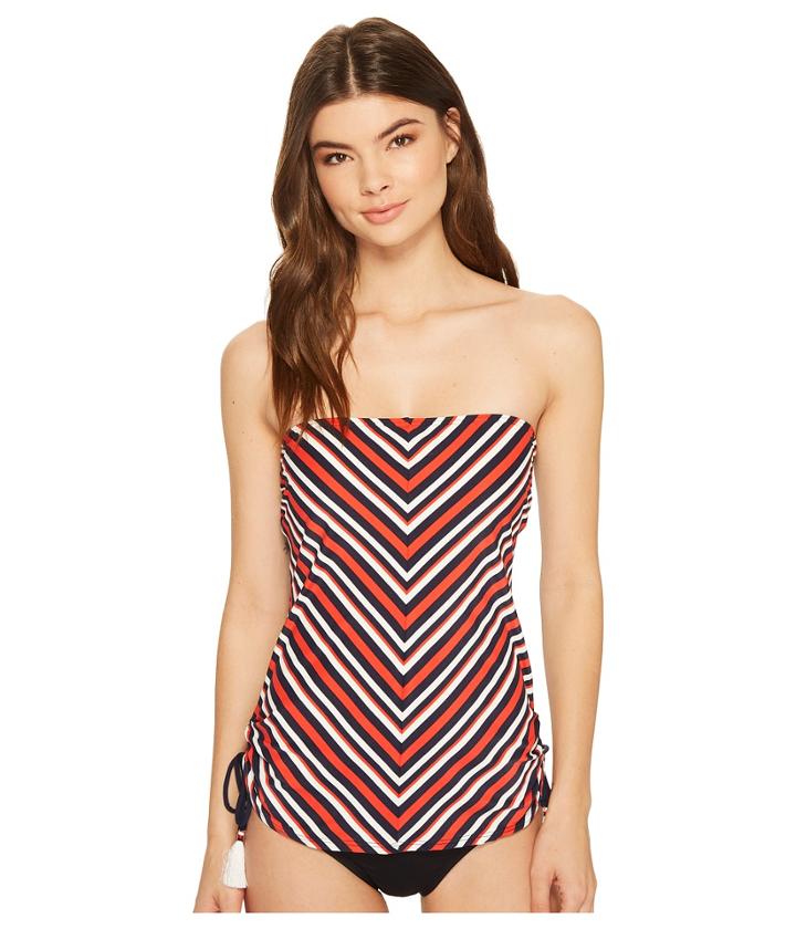 Tommy Hilfiger - True Tommy Stripe Side Cinched Bandeau Tankini Top
