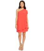 Vince Camuto - One Shoulder Chiffon Shift Dress With Ruffles