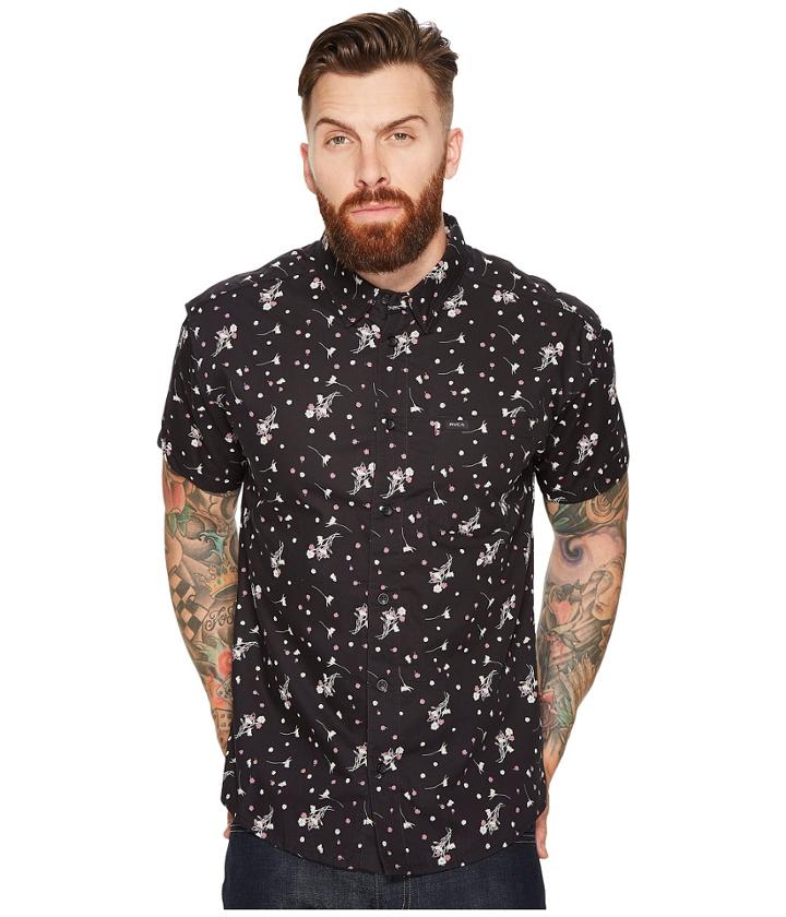 Rvca - Dark Floral Short Sleeve Woven