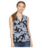 Vince Camuto Specialty Size - Petite Sleeveless Exotic Woodblock Floral V-neck Blouse