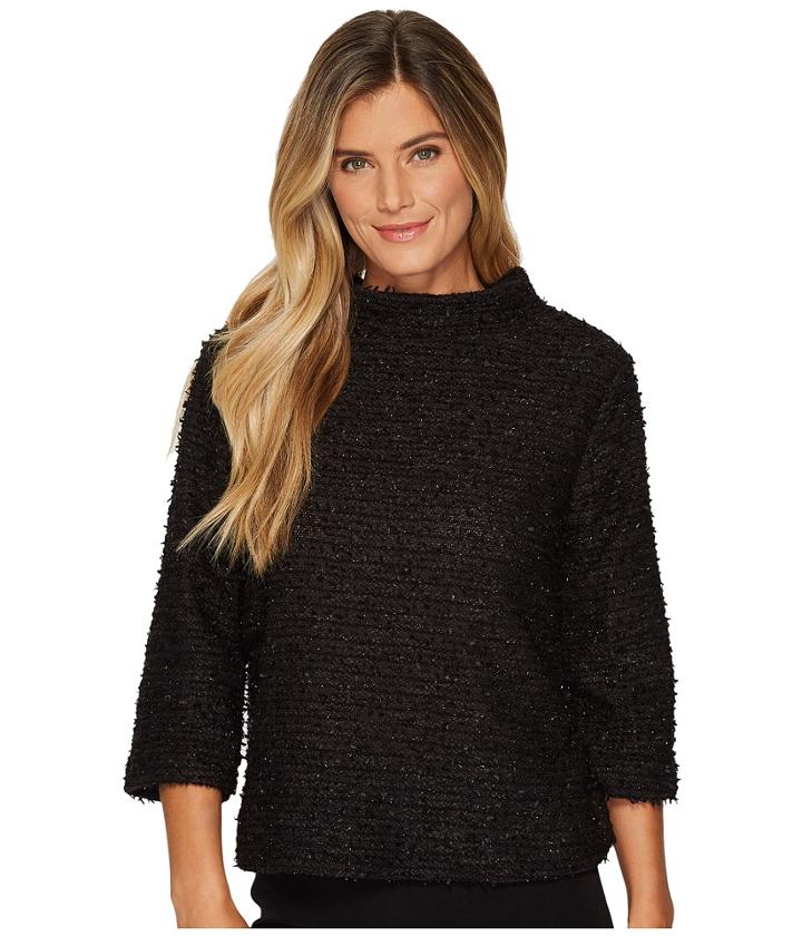 Vince Camuto - Elbow Sleeve Eyelash Knit Mock Neck Top