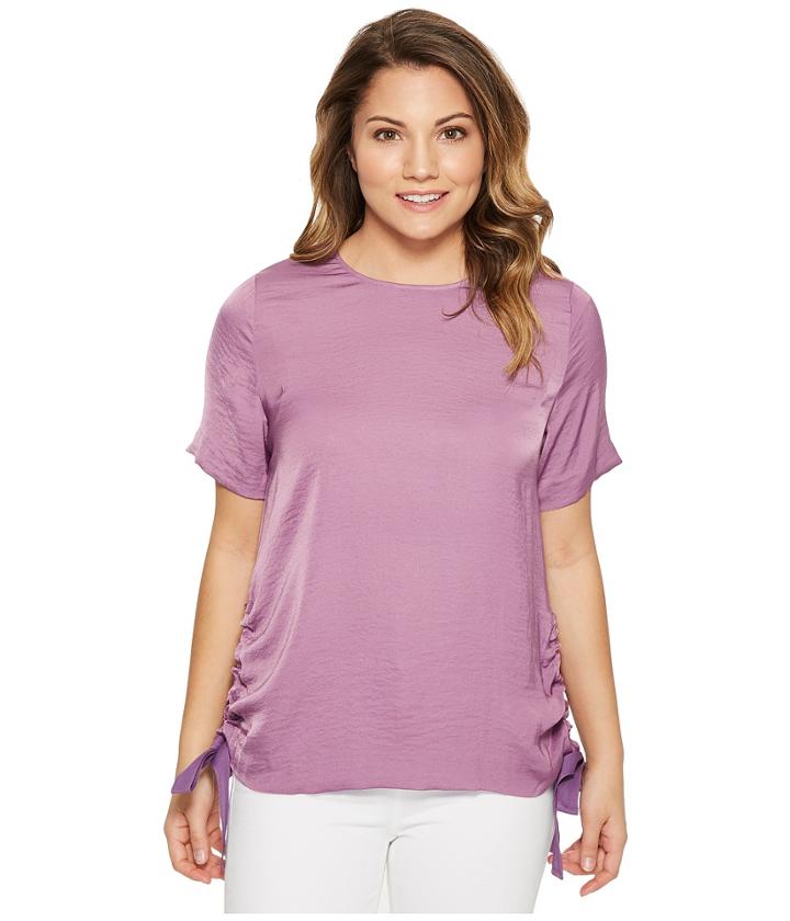 Vince Camuto Specialty Size - Petite Short Sleeve Side Drawstring Rumple Blouse