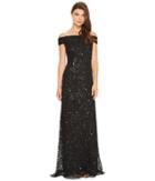 Adrianna Papell - Off The Shoulder Crunchy Bead Gown